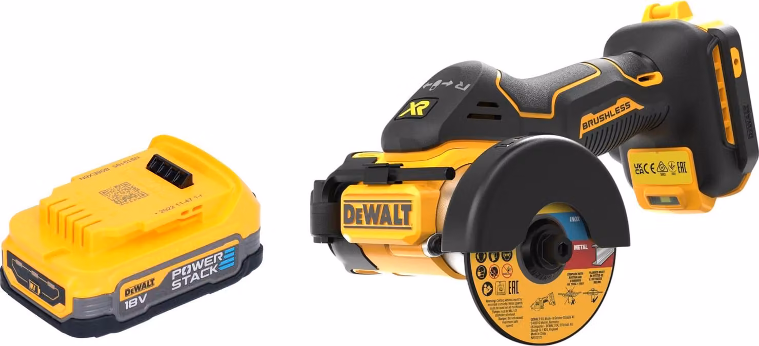 Taglierina multimateriale a batteria DeWalt DCS 438 N 18 V 76 mm Brushless + 1x batteria Powerstack 1,7 Ah - senza caricabatteria