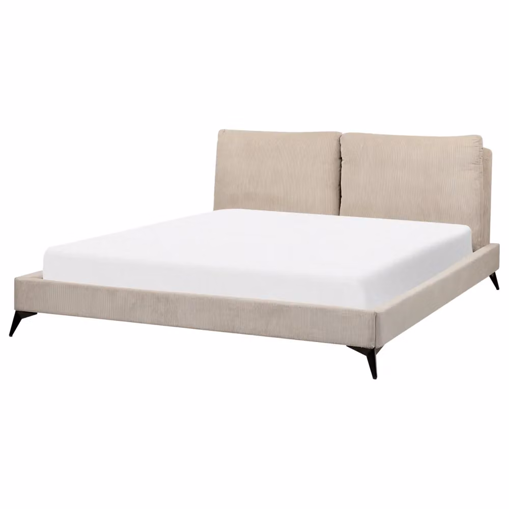 Letto imbottito Beliani in velluto a coste grigio talpa L/P/H: 180 x 200 cm – 2