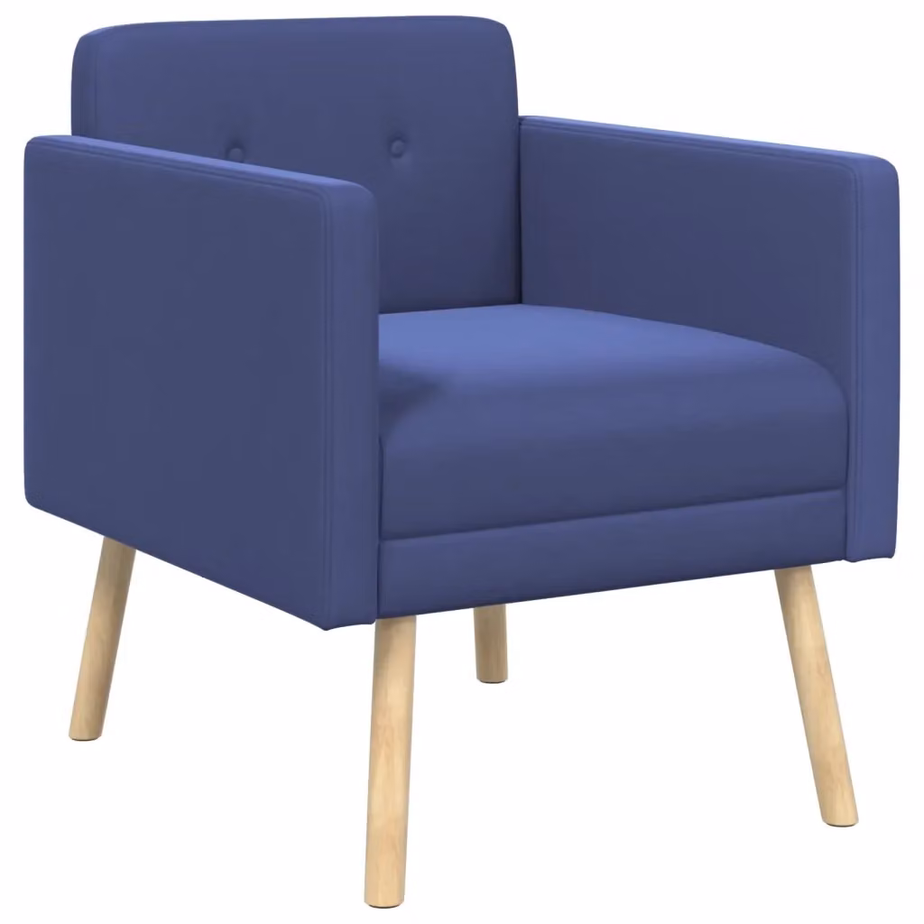 Poltrona moderna in velluto blu vidaXL con braccioli e struttura in legno – 2