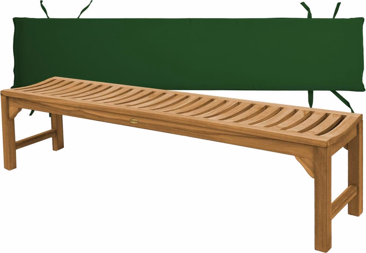 Panca in teak massello, modello Ferrara, 180 cm, resistente agli agenti atmosferici, con cuscino per seduta verde
