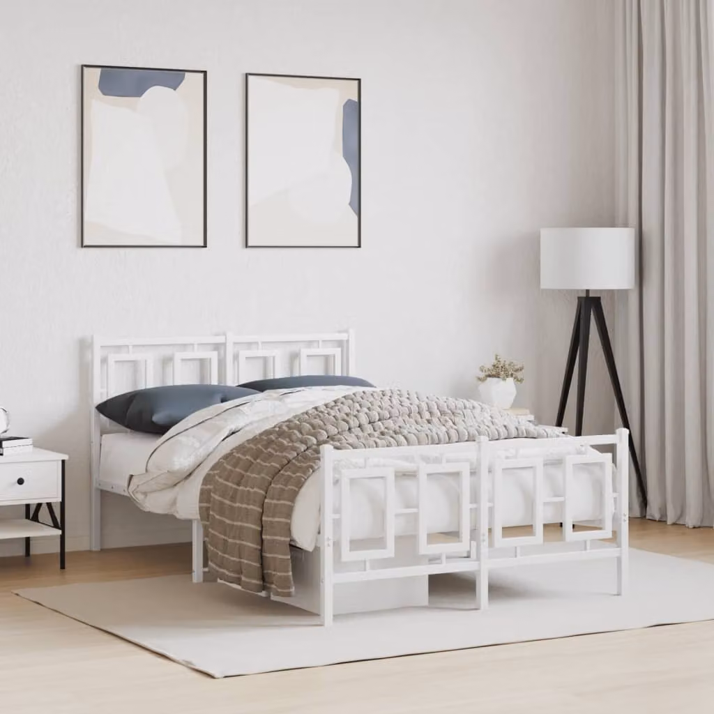 vidaXL Giroletto in metallo con testiera e pediera bianco L/P: 120 x 200 cm