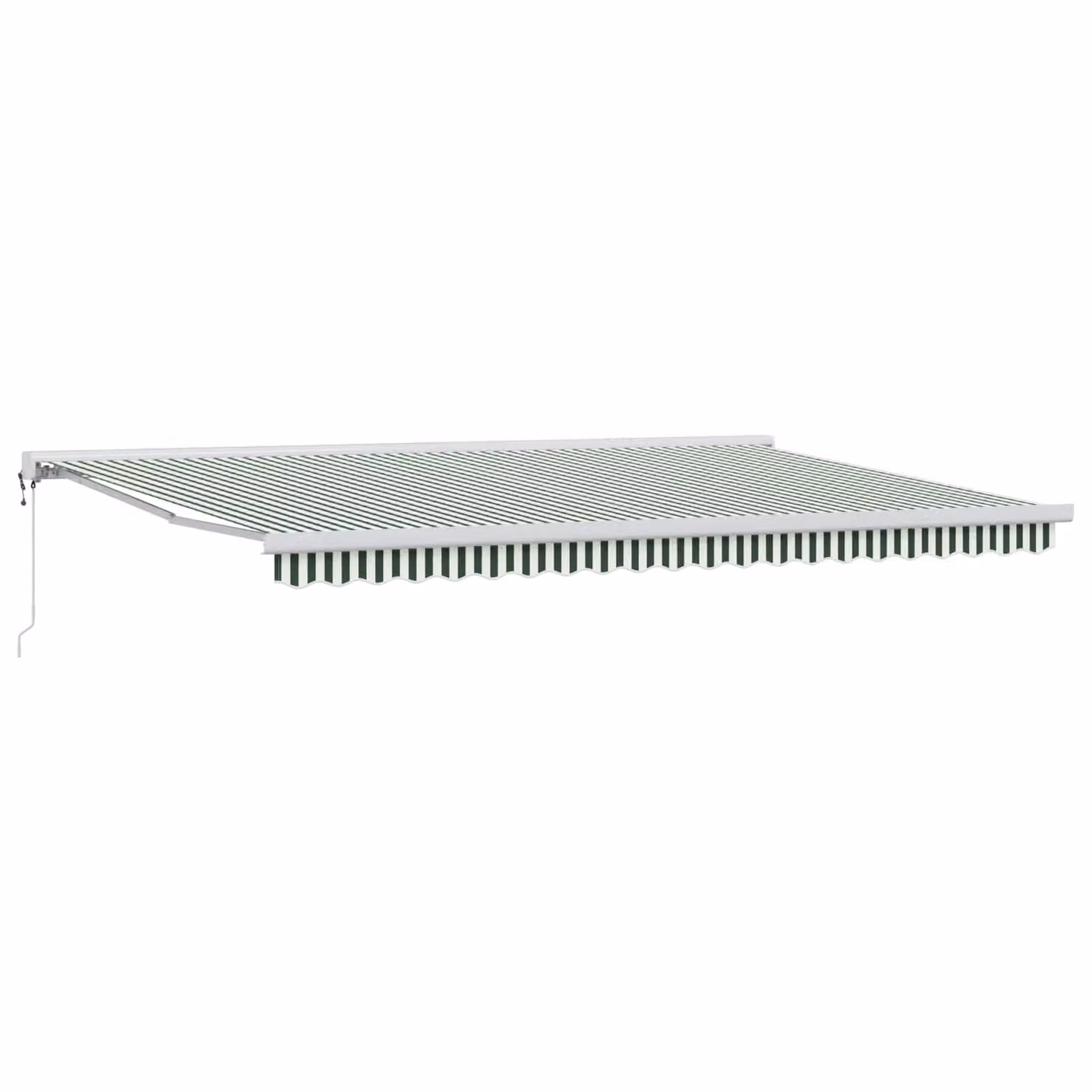 Tenda retrattile con bracci pieghevoli vidaXL in poliestere, Verde e Bianco, L: 500 cm, P: 300 cm, H: 165 cm