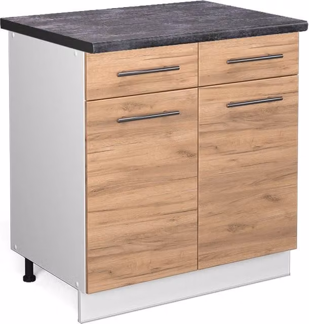 Mobiletto base per cucina Fame-Line Rovere dorato/Bianco 80 cm, PL Antracite Vicco