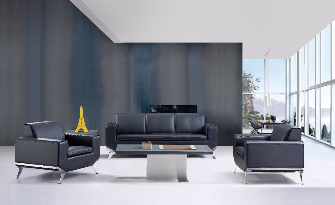 Kunstleder Chesterfield-Sofa in Schwarz modern und elegant
