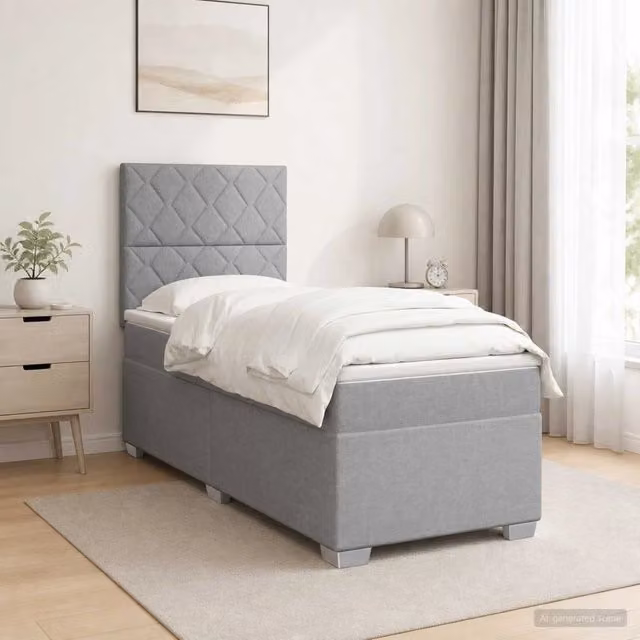 Letto box spring con materasso vidaXL Grigio Chiaro L: 100 cm, P: 200 cm