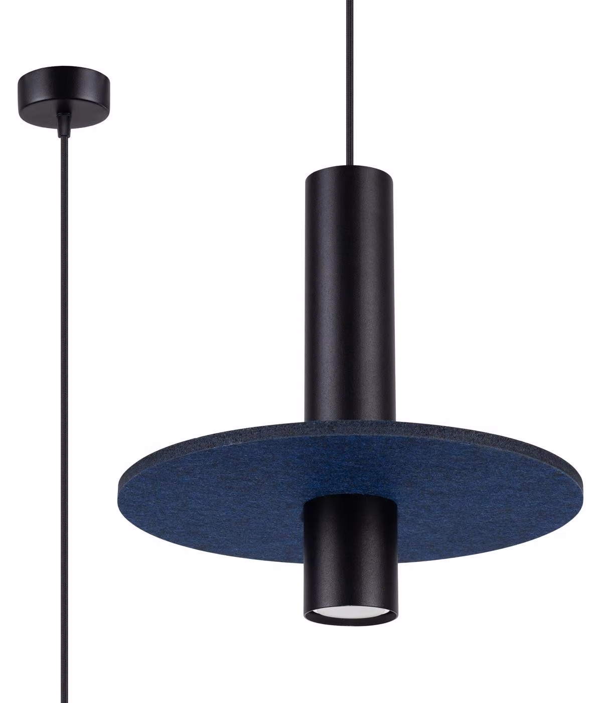 Lampada a sospensione SCUTUM blu scuro-nera 1xGU10x10W in feltro, dimensioni: 126x30x30 cm, IP20, Pure Lume