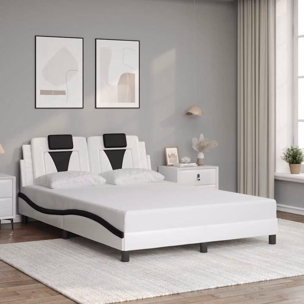 Giroletto Viana vidaXL senza materasso in similpelle nero e bianco L/P/H: 200 x 120 x 74,5 cm – 1