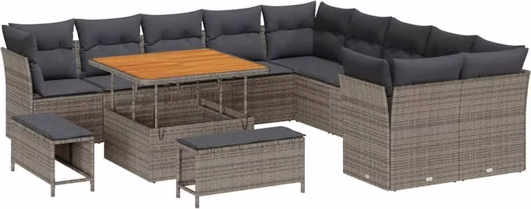 Set Divano da Giardino 13 pcs Grigio polyrattan