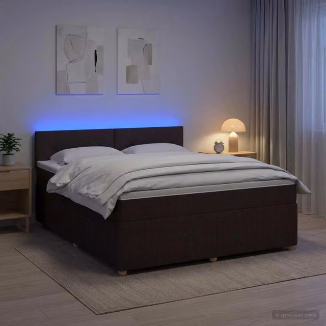Letto box spring con materasso Marrone Scuro 140 x 190 cm 3452928