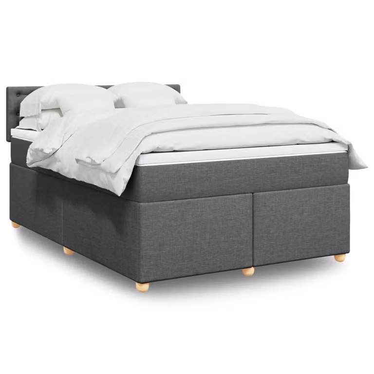 vidaXL Giroletto a Molle Ibrido con Materasso in Tessuto Grigio e Bianco L/P: 140 x 200 cm