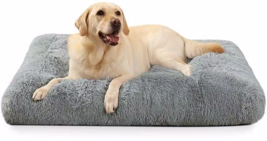 Lettino per cani di grandi dimensioni, lavabile, cuscino in peluche, 90x60 cm, grigio, antiscivolo