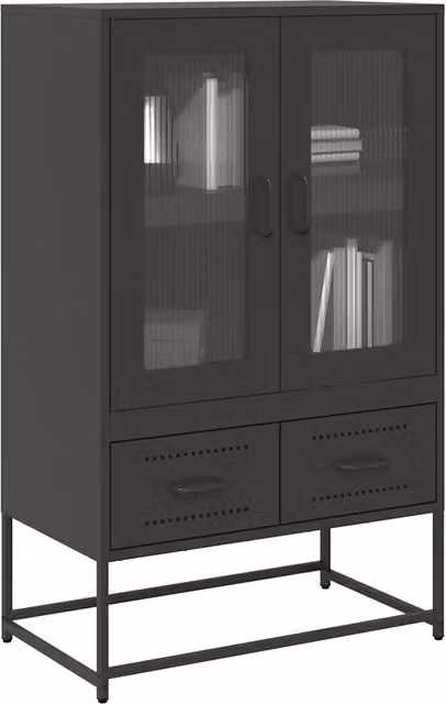 Credenza-Buffet-Armadio da cucina Nera 68x39x111,5 cm Acciaio 857253