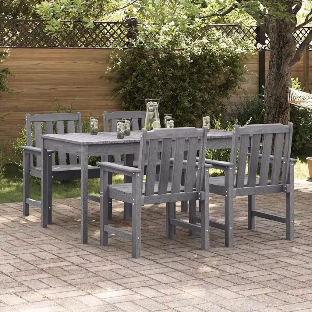 Set di 4 sedie da giardino vidaXL in polietilene grigio con braccioli