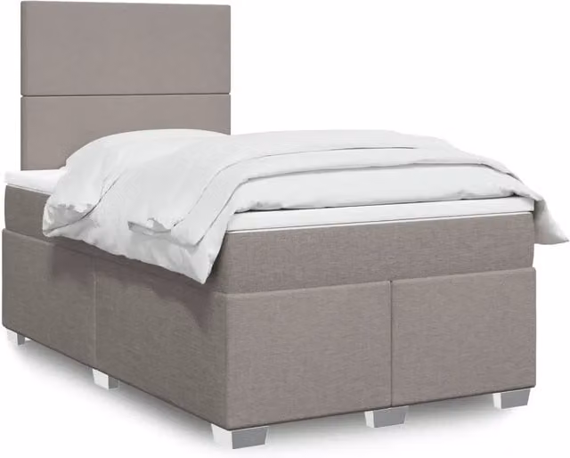 Letto con Giroletto a Molle e Materasso Ibrido vidaXL in Tessuto, Colore Tortora, L/P/H: 120 x 200 x 150,5 cm