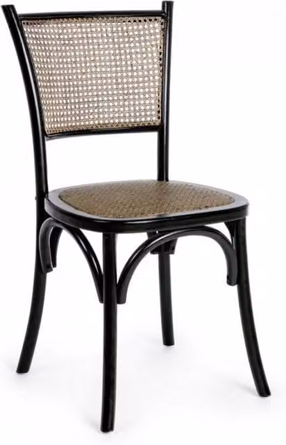 Sedia Carrel GIORDANOSHOP in legno e rattan nera per cucina