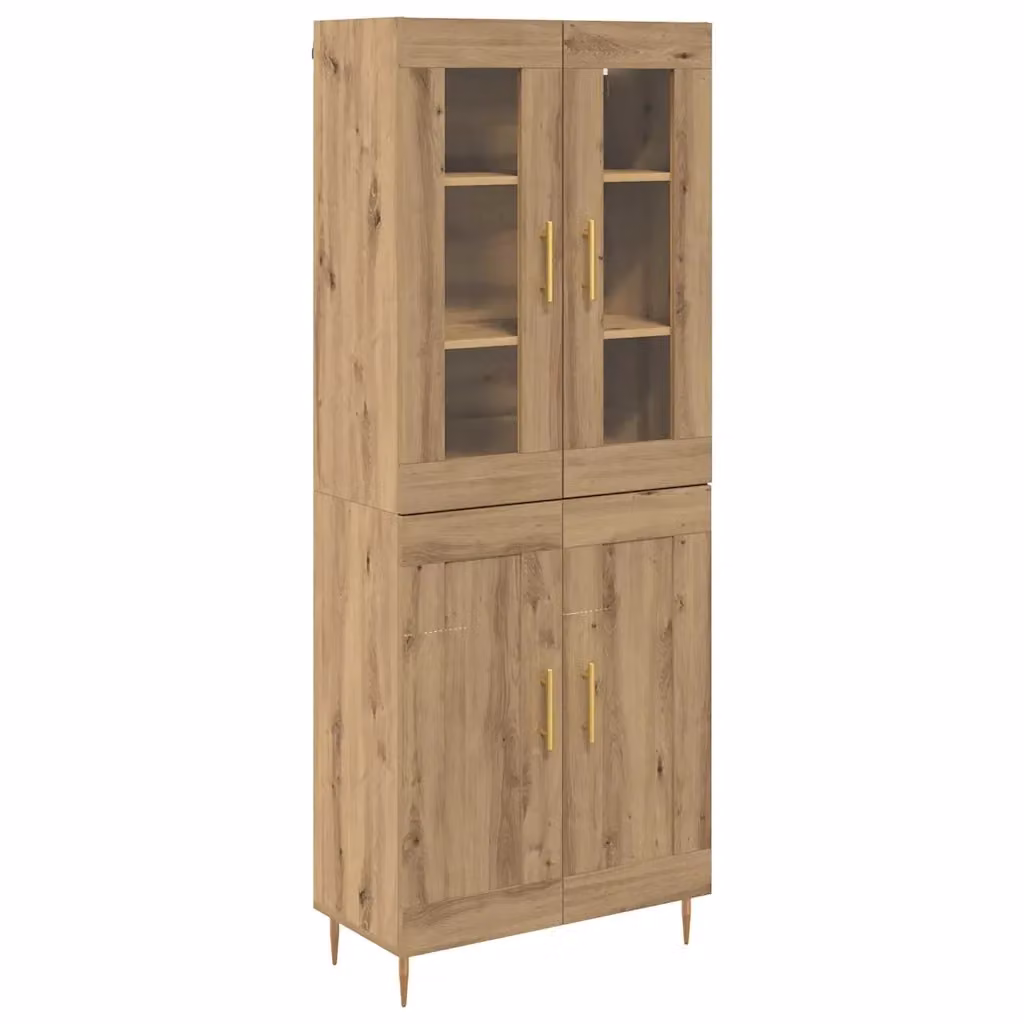 Credenza moderna vidaXL in rovere e vetro con ante in vetro, L/P/H: 69,5 x 34 x 180 cm – 2