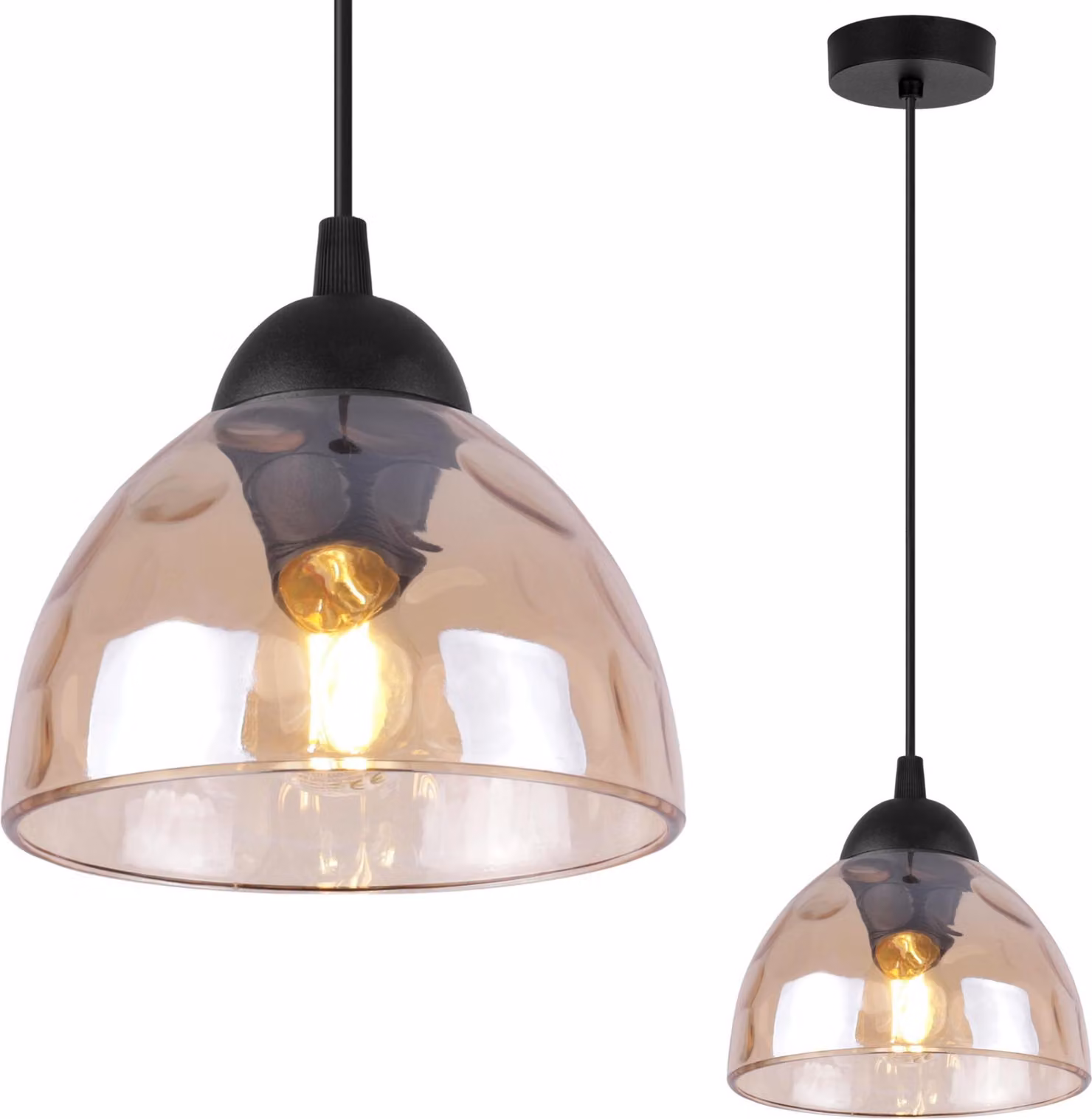 Lampada a sospensione Venice a 1 luce con paralume in vetro ambrato E27