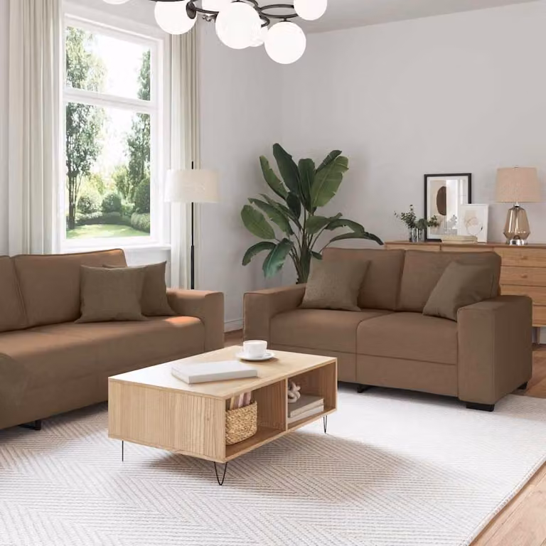 vidaXL Set di Divani 2 pz con Cuscini Marrone in Tessuto