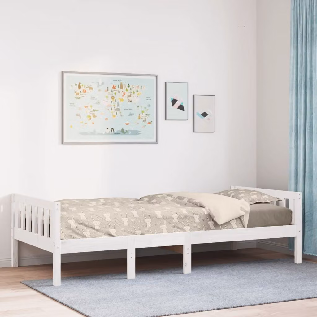Letto per bambini vidaXL in legno di pino massello bianco con doghe fisse L/P/H: 200 x 80 cm