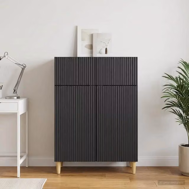 Credenza moderna vidaXL in legno MDF nero L 66 cm x P 34,5 cm x H 90 cm – 1