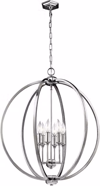 Lampadario Classico Corinne Acciaio Nichel Lucido 6 Luci E14