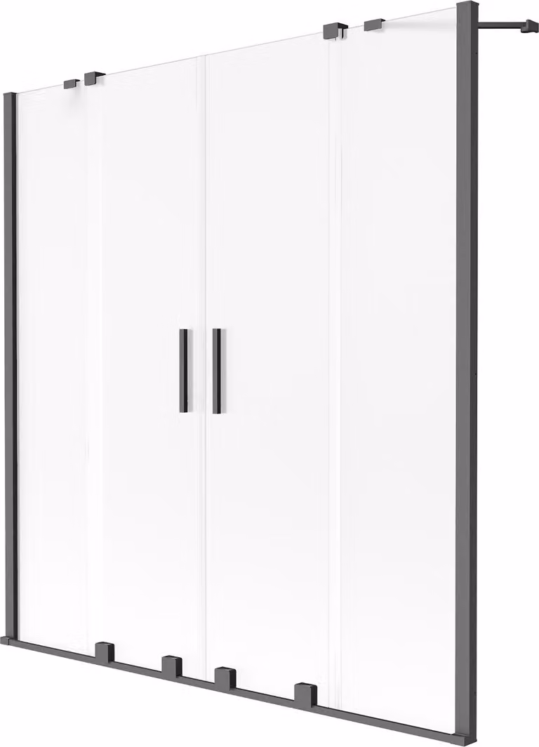 Mexen Velar Duo paratia da vasca da bagno a 2 ante scorrevoli 140 x 150 cm, frost, gun metal - 896-140-000-32-95