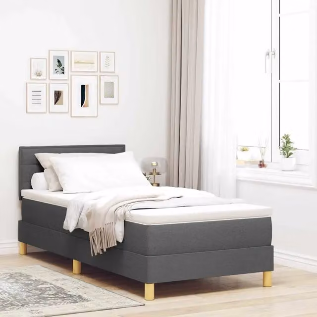 Letto a Sorgente LED Grigio scuro 90 x 190 cm Tessuto 3342325