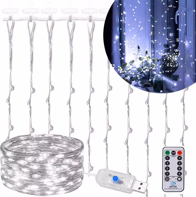 SPRINGOS tenda luminosa 2 x 2 m luci di Natale LED decorazione interna 200 LED telecomando 8 modalità di luce USB bianco freddo