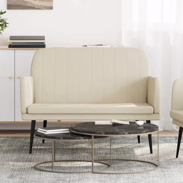 Panca-Sgabello-Poggiapiedi Crema 107x80x81 cm in Similpelle