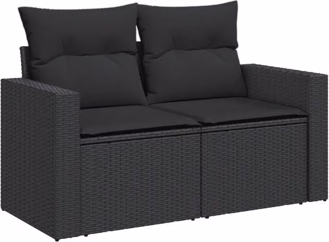 Divano da Giardino con Cuscini 2 Posti-Sofa da giardino nero in polyrattan 984280