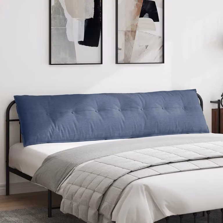 vidaXL Cuscino per Schiena Blu in Tessuto di Corduroy e Poliestere L: 200 cm, P: 50 cm