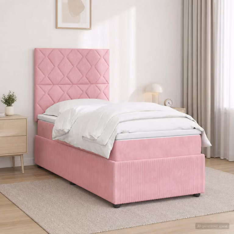 Maison Exclusive - Letto boxspring con materasso e testiera Rosa 90 x 190 cm in velluto