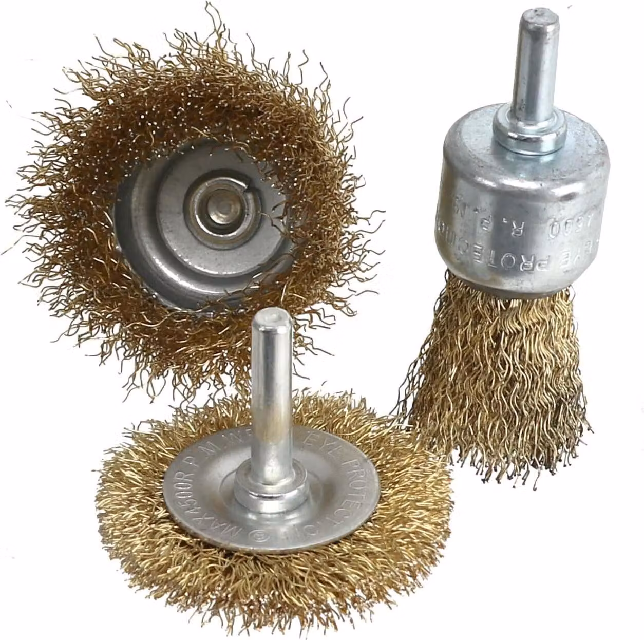 Set di spazzole a tazza EUROTOOLS, per trapano e avvitatore a batteria, ottonato