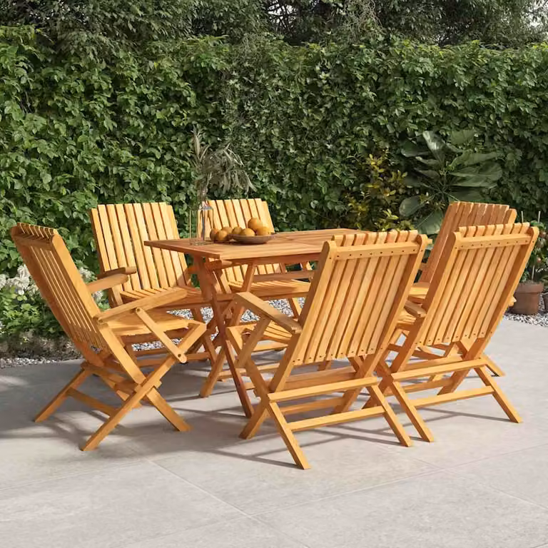 Set di 6 sedie pieghevoli vidaXL in legno di teak marrone con braccioli, L/P/H: 61 x 67 x 90 cm