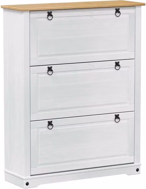 Scarpiera | Mobile per scarpe Corona Bianco 99 x 32 x 122 cm Pino massello