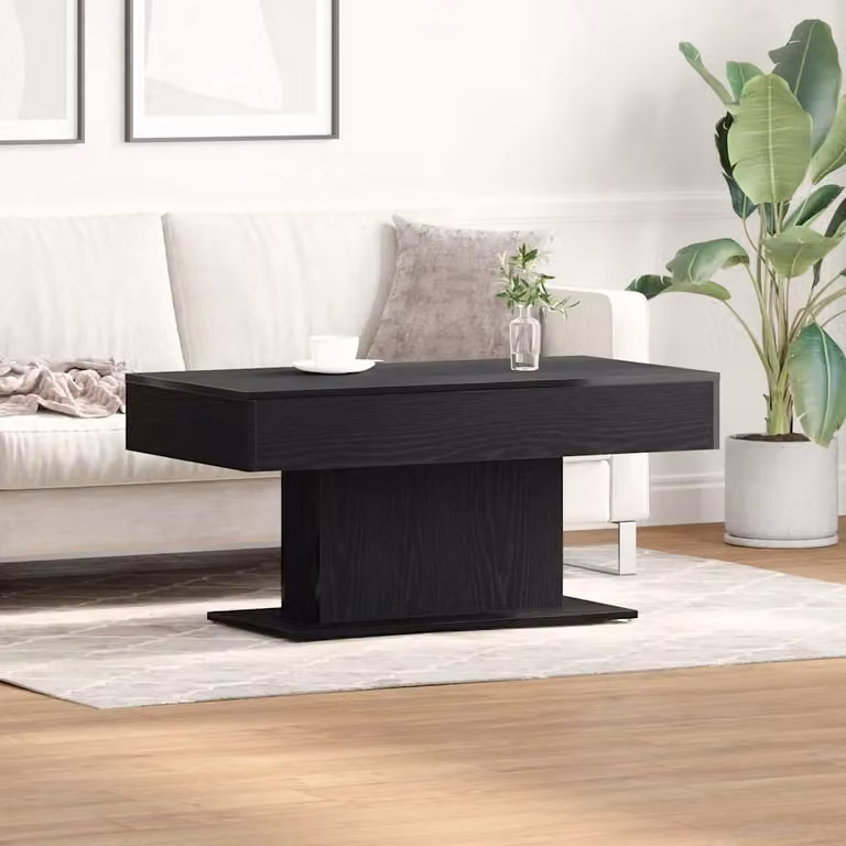 vidaXL Tavolino da salotto moderno in legno nero e rovere, L: 96 cm, P: 50 cm, H: 45 cm