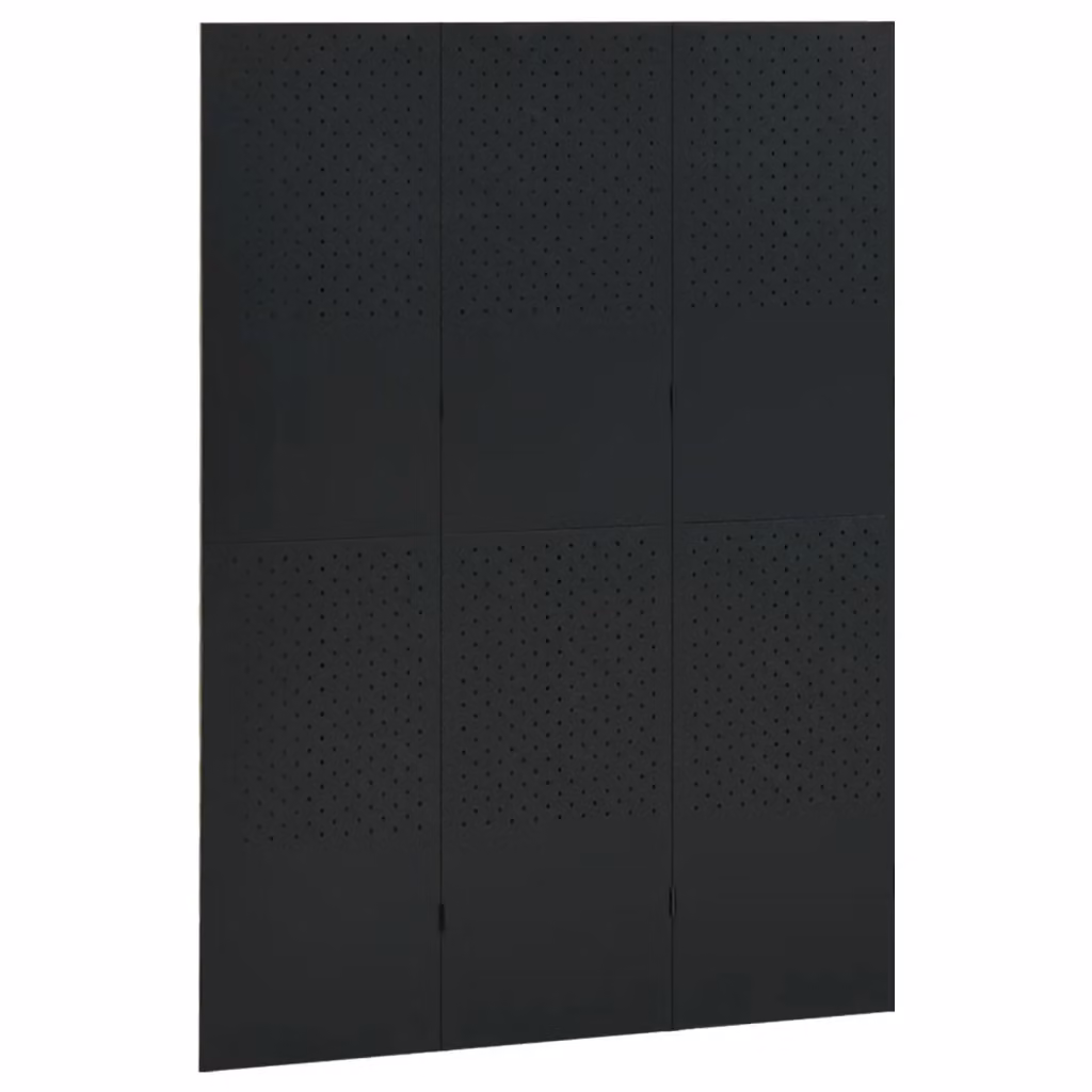 Paravento a 3 Pannelli vidaXL in Metallo Nero L: 120 cm, H: 180 cm – 2