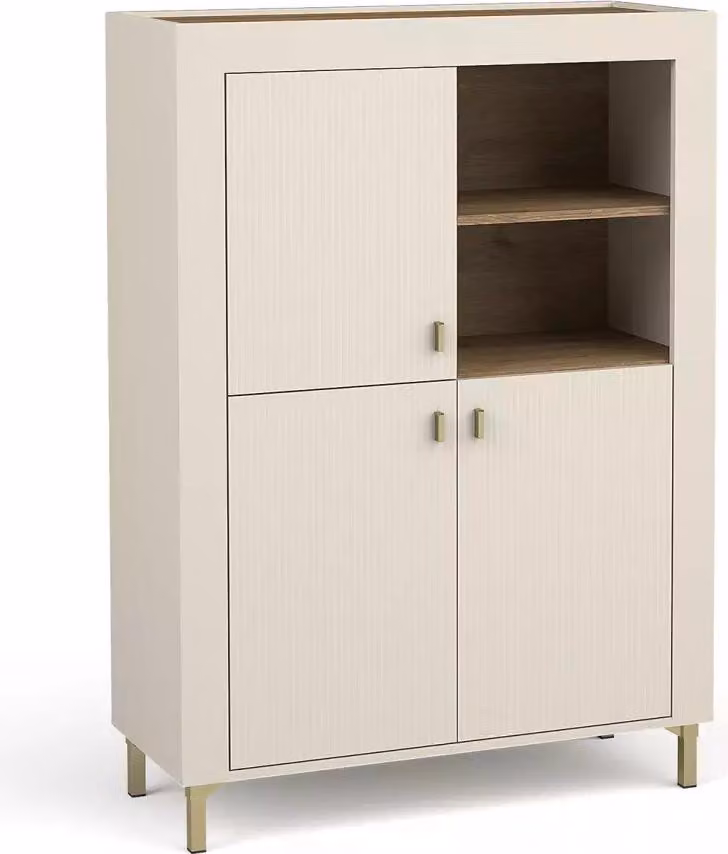 Cassettiera stretta con ante AUROVA - cashmere / rovere whisky