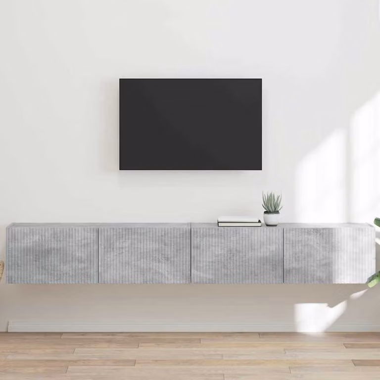 Set di 2 mobili TV da parete vidaXL moderni in legno ingegnerizzato, colore grigio cemento