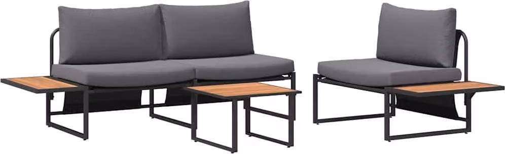 Set da Pranzo per Giardino 3 pcs Antracite Acciaio