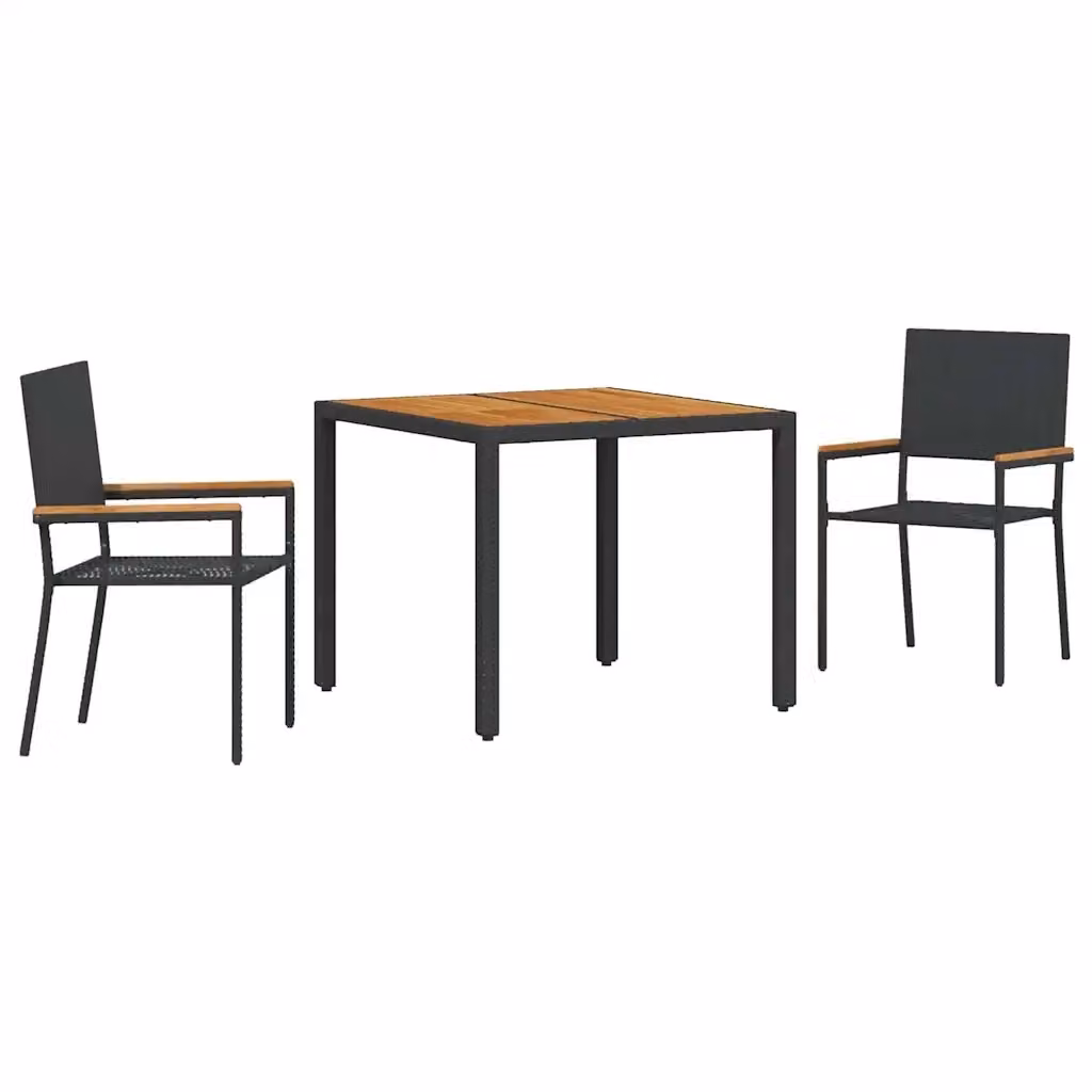 Set da pranzo per giardino e terrazzo vidaXL in polyrattan e legno di acacia nero e marrone – 2
