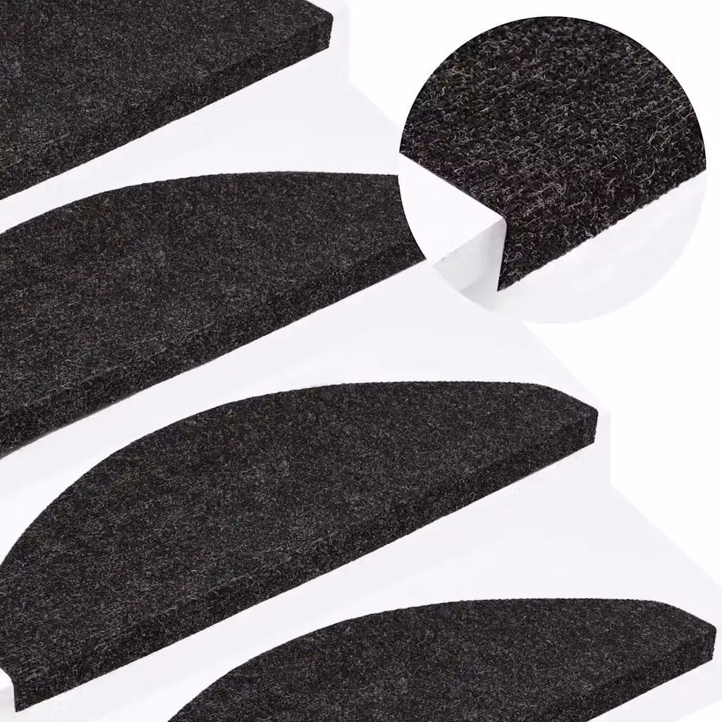 vidaXL Set di 30 Tappetini Autoadesivi per Scale Antracite, Antiscivolo e Assorbente, L 65 x P 22,5 x H 3,5 cm