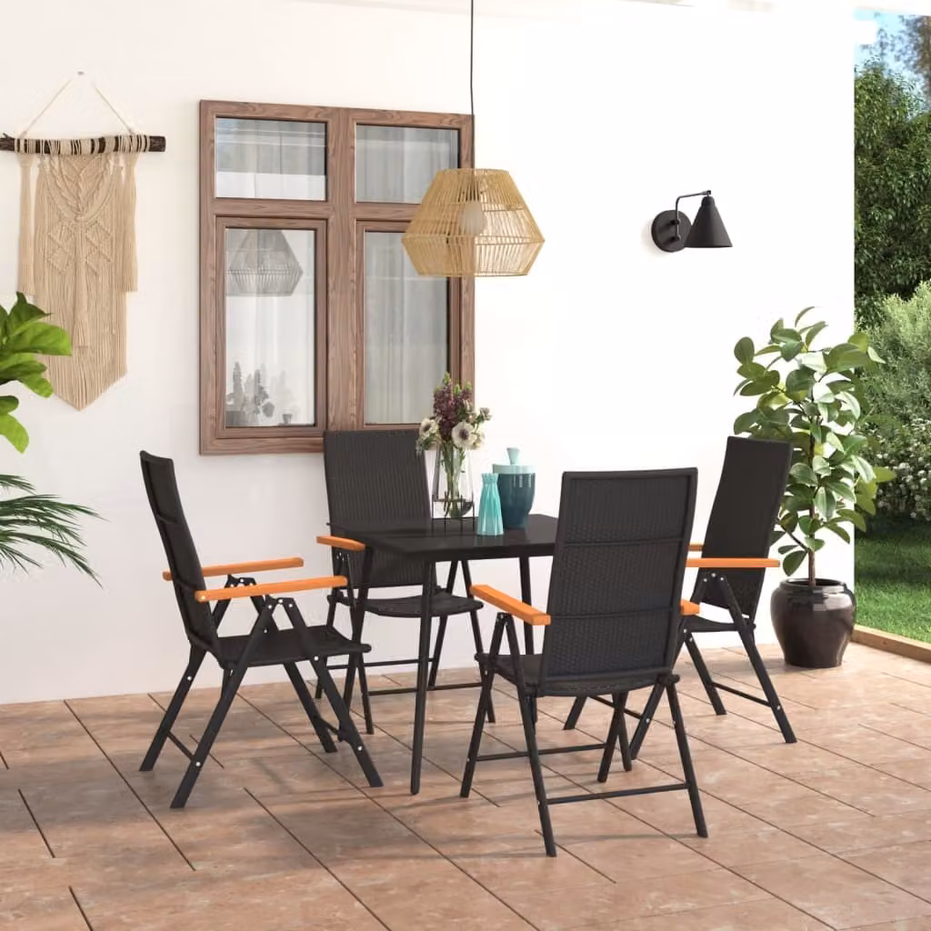 Maison Exclusive - Set da pranzo da giardino a 5 pezzi, nero e marrone