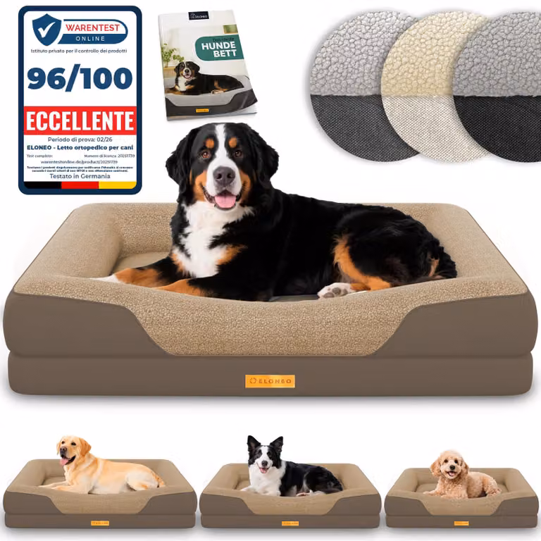 ELONEO Letto ortopedico per cani, taglia XL - Marrone