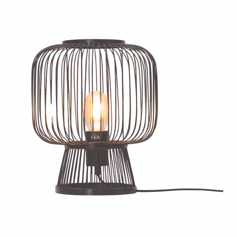GOOD&MOJO - Lampada da tavolo Cango - Bambù Nero - Ø26cm Lampada da tavolo - Lampada da comodino, soggiorno, camera da letto