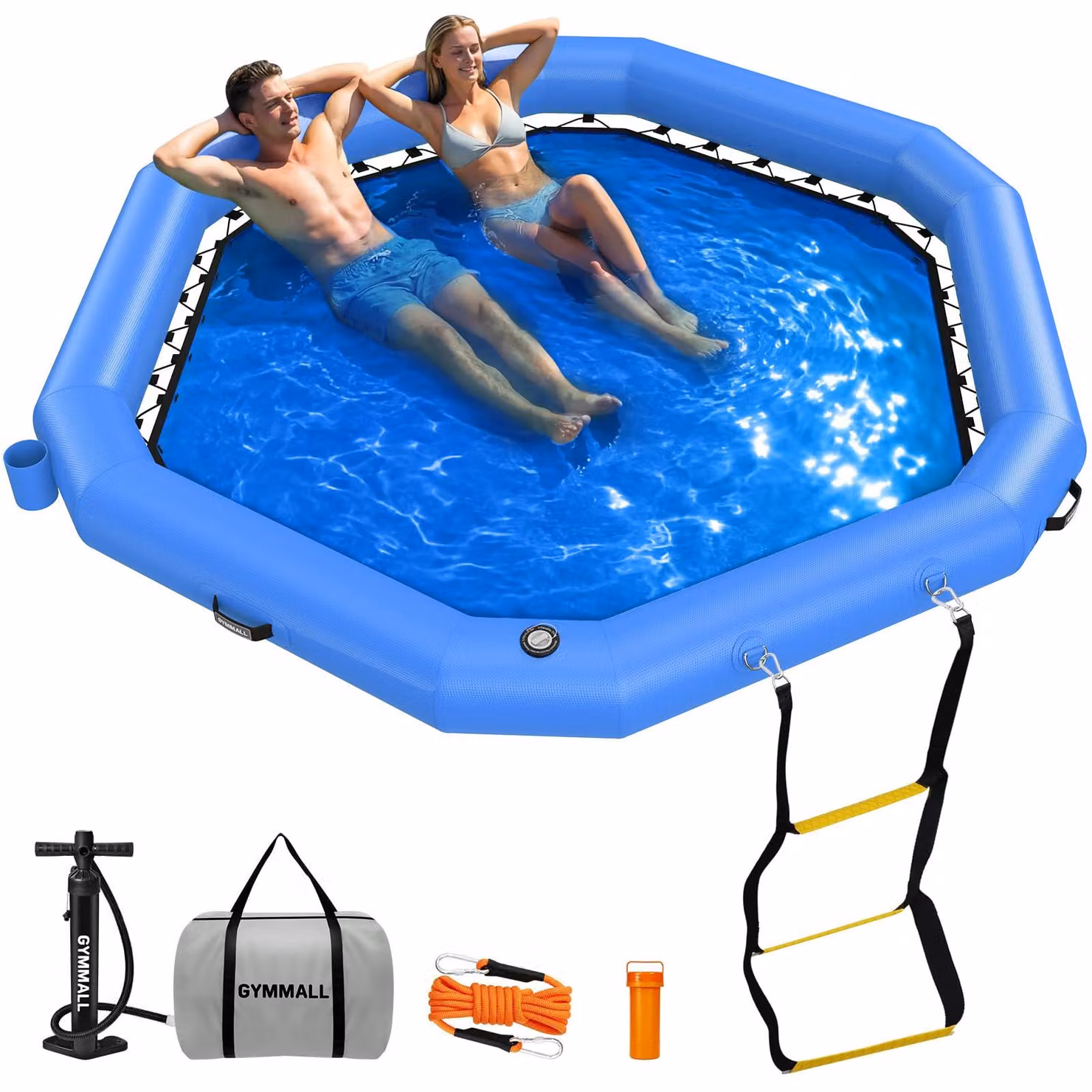Piattaforma galleggiante gonfiabile esagonale - 2,4 metri di diametro - Realizzata in PVC antiscivolo - Ideale per piscina e spiaggia