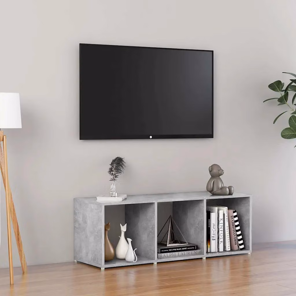 vidaXL Mobile Porta TV Moderno Grigio Cemento in Legno e MDF con Ruote L/P/H: 107 x 35 x 37 cm