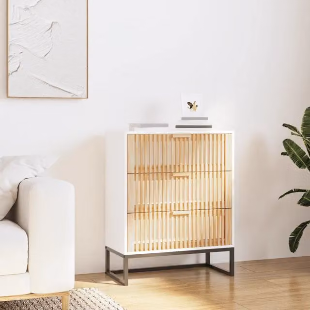 Credenza bianca in legno e metallo stile classico vidaXL L/P/H: 60 x 30 x 75 cm
