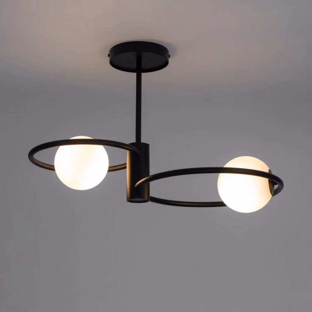 Plafoniera Sigma Lighting Aqua nera con 2 sfere in vetro e anelli, attacco G9 – 2