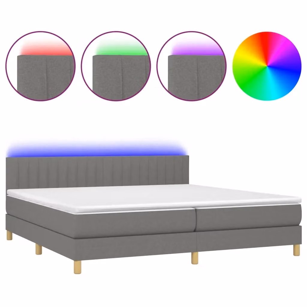 Letto Ibrido con Materasso a Molle Insacchettate e LED vidaXL, Grigio, L/P: 200 x 200 cm – 2